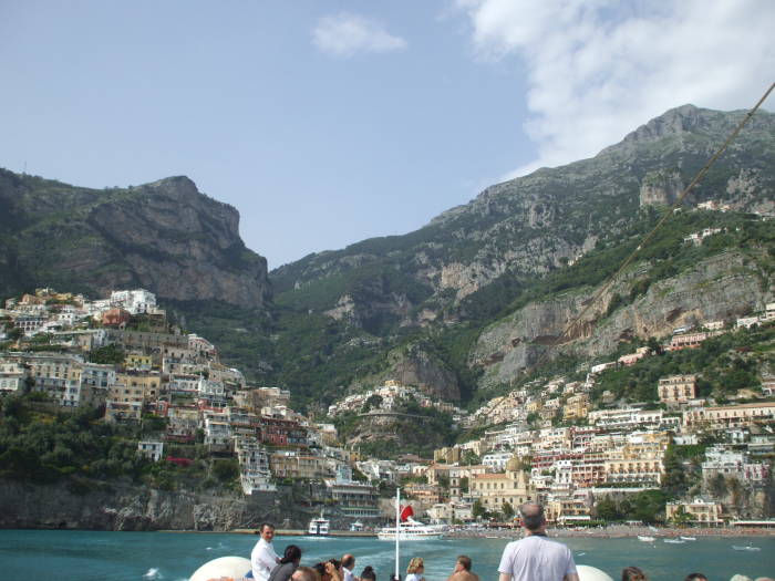 On the boat, pulling out of Positano.