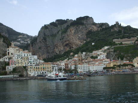 Amalfi as seen from a boat.