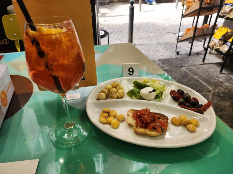 Aperol spritz with aperitivo.