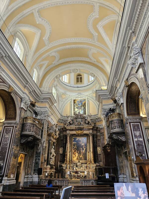 Interior of Complesso Museale Santa Maria delle Anime del Purgatorio ad Arco, baroque church founded in the 17th century, dedicated to the souls in Purgatory.