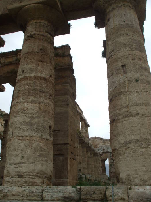 Interior of Temple of Apollo at Paestum, south of Salerno, Italy.