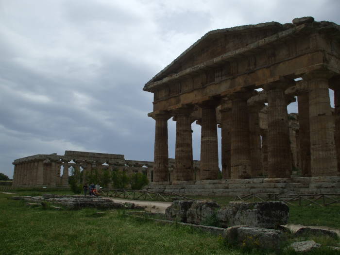 Temple of Hera and Temple of Apollo at Paestum, south of Salerno, Italy.