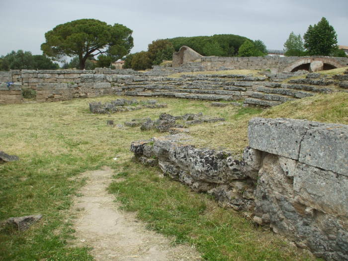Amphitheatre at Paestum, south of Salerno, Italy.