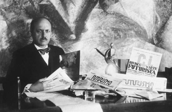 The five Futurist murals in the conference room of the Palazzo delle Poste.