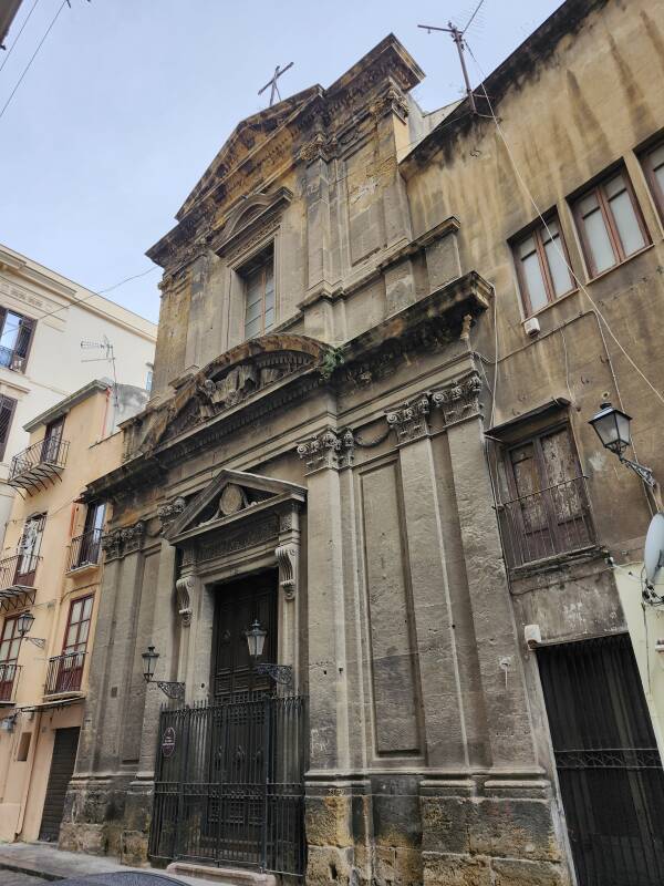 Church façade on a narrow street, Chiesa di Sant' Maria di Agonizzanti.