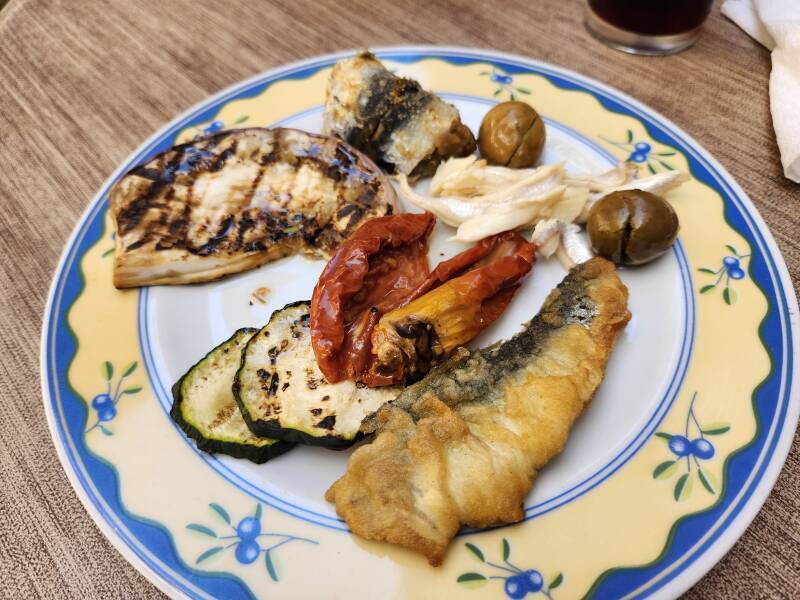 Starting a large lunch: antipasto.