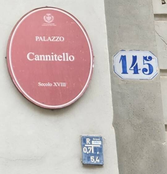 Historic marker on exterior of 18th century Palazzo Cannitello.