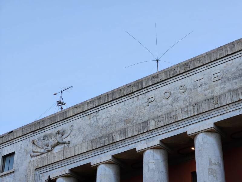 Antennas on the Futurist styled Palazzo delle Poste.