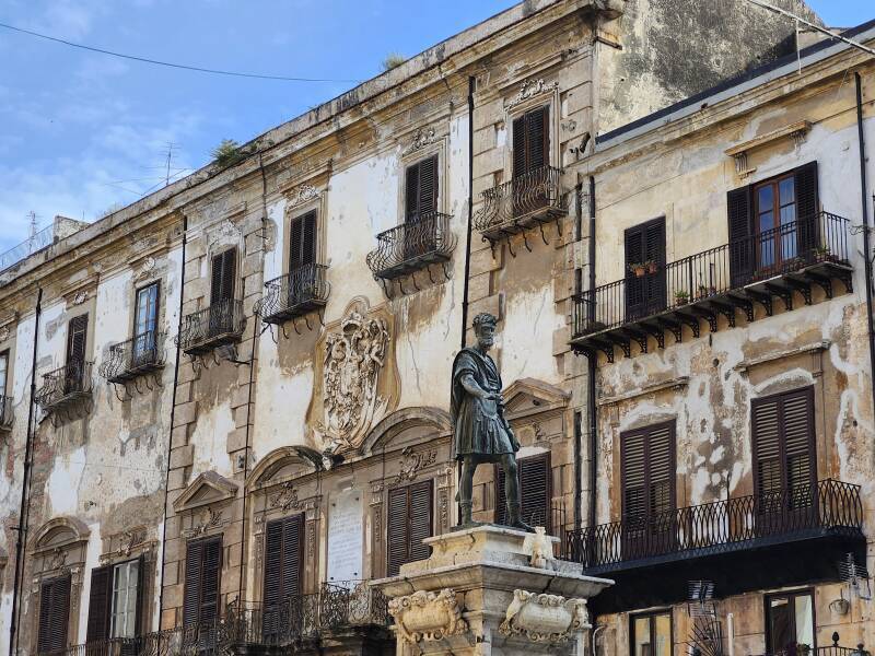 Statue of Holy Roman Emperor Charles V in Piazza Bologni.