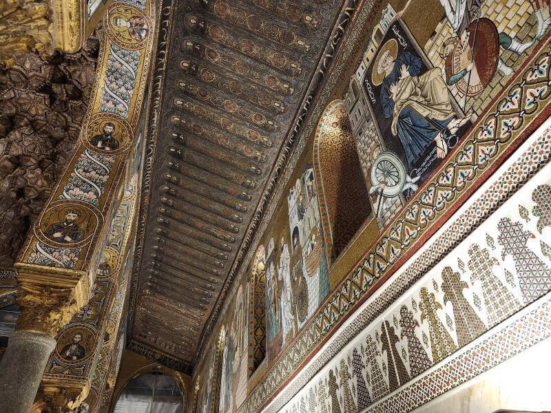 Elaborate ceiling and mosaics.