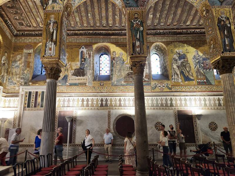 Muqarnas and mosaics.