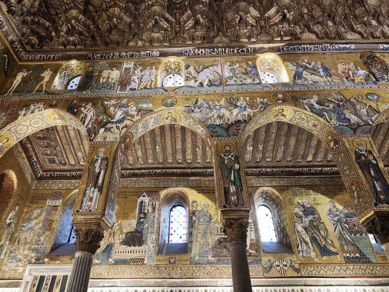Muqarnas and mosaics.