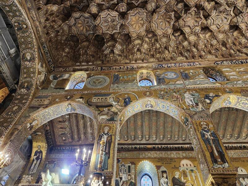 Muqarnas and mosaics.