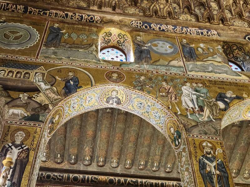 Muqarnas and mosaics.