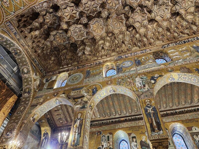 Muqarnas and mosaics.