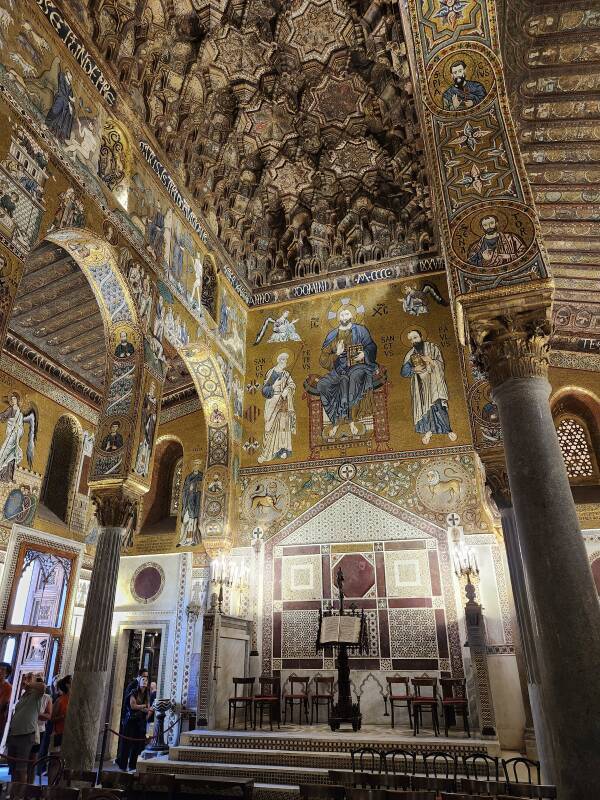 Muqarnas and mosaics.