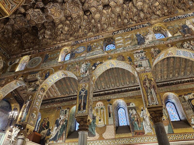 Muqarnas and mosaics.