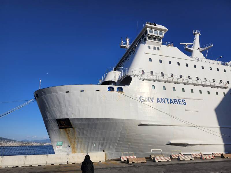 MS GNV Antares at the pier in the Napoli harbor.
