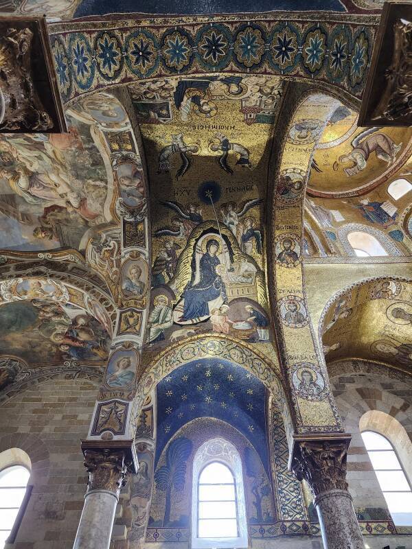 Nativity scene in mosaic.