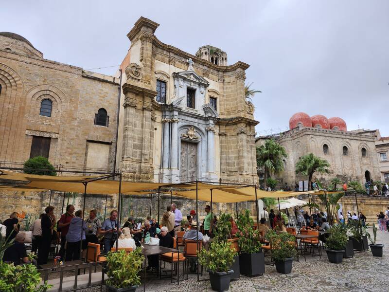 Church of Saint Mary of the Admiral, facing the Church of Saint Cataldo.