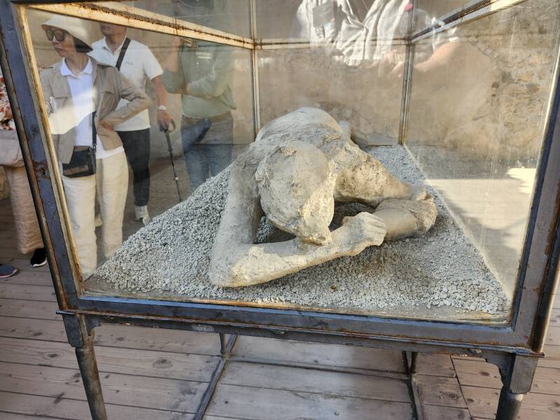 Plaster filled void of a buried Pompeiian.
