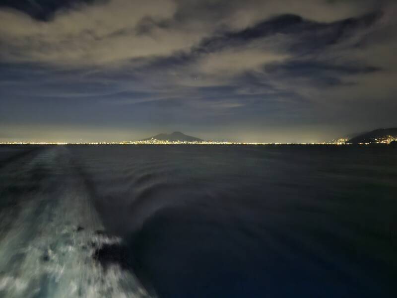 Vesuvius from 40 km to the southwest, about to round Capri en route to Palermo, Sicily.