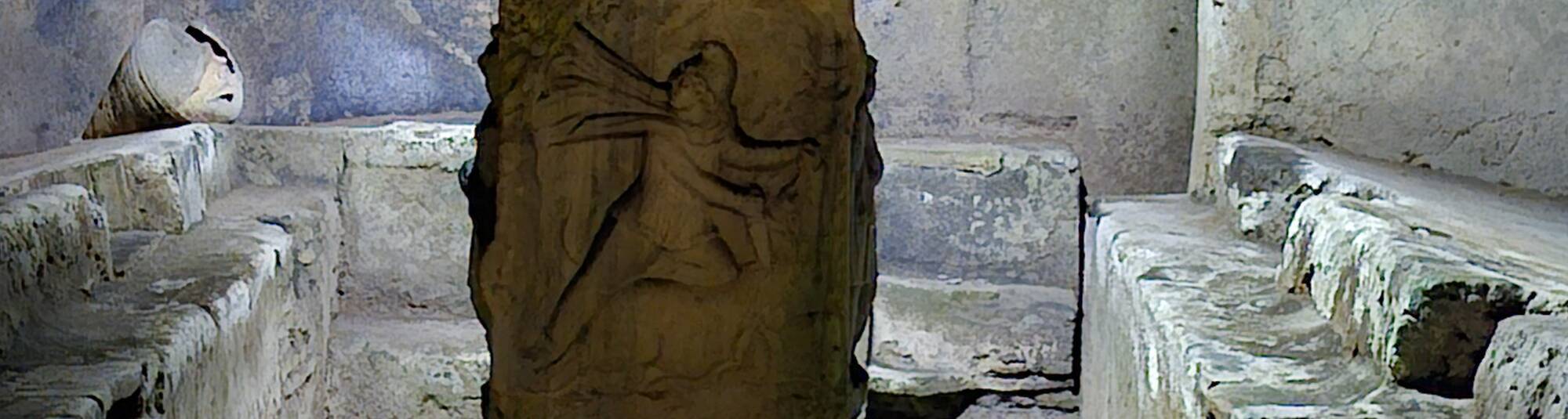Iconic image of Mithras killing a bull from the Mithraeum beneath the Basilica of Saint Clement in Rome.