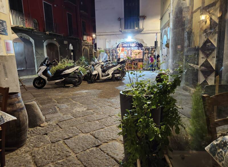View across the small square from my table.