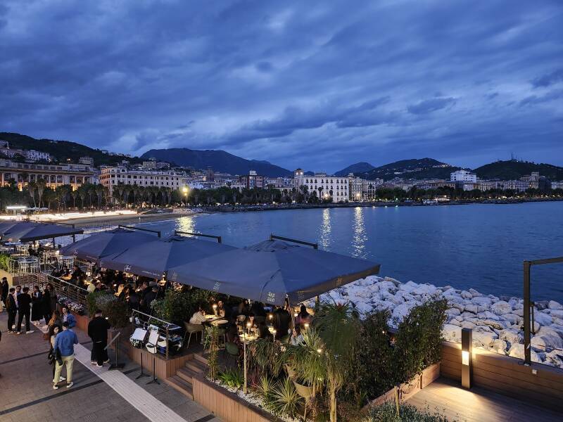 Waterfront cafe in Salerno.