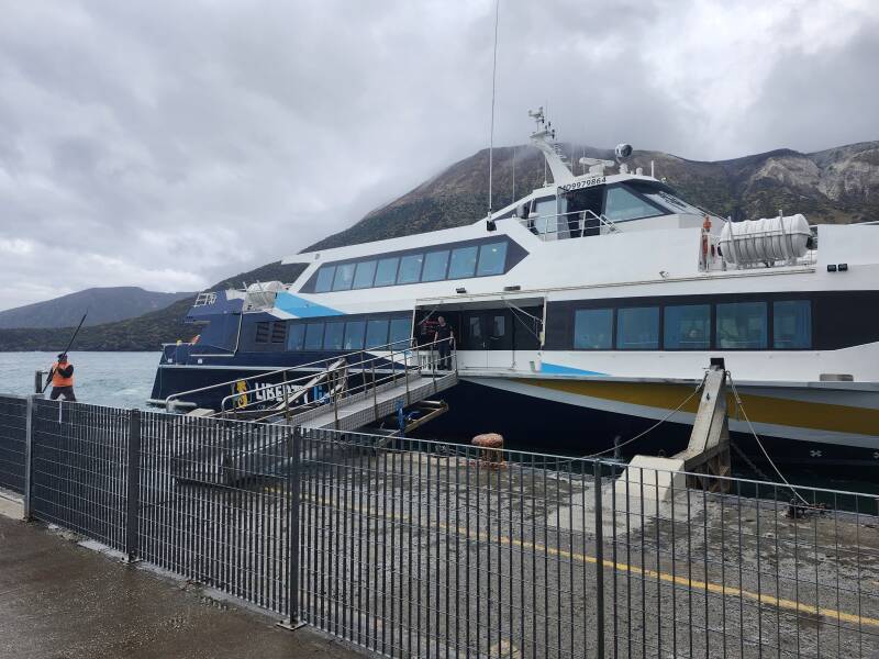 Preparing to board the ferry from Vulcano to Stromboli.