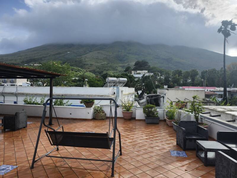 View up the mountain from the upper terrace.