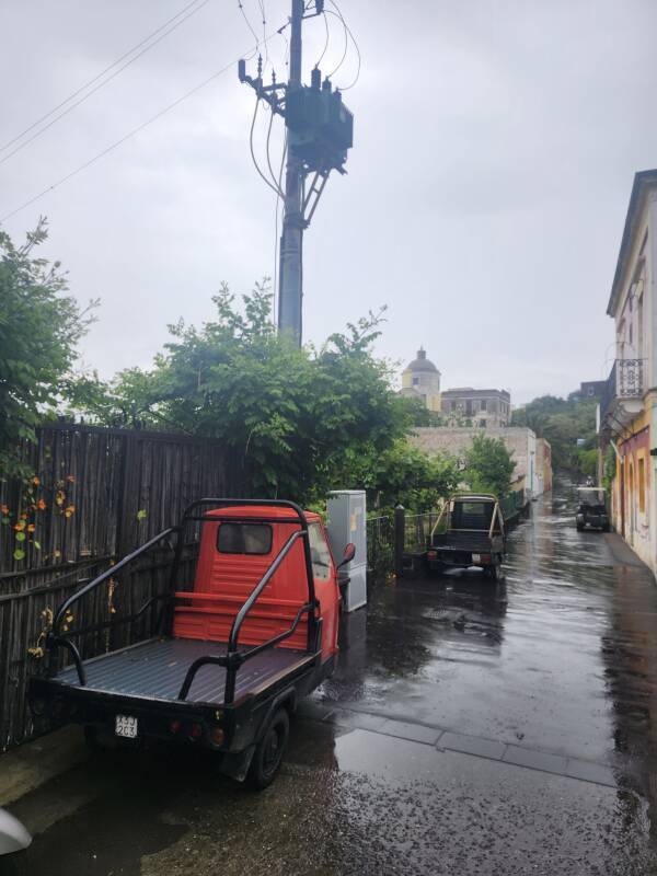 Small vehicles used to move freight and people on Stromboli.