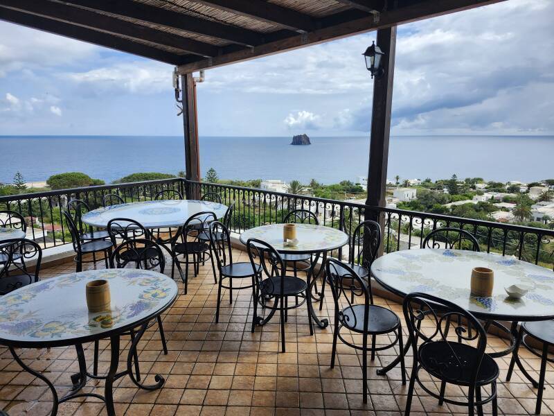 Breakfast with view out to Strombolicchio.