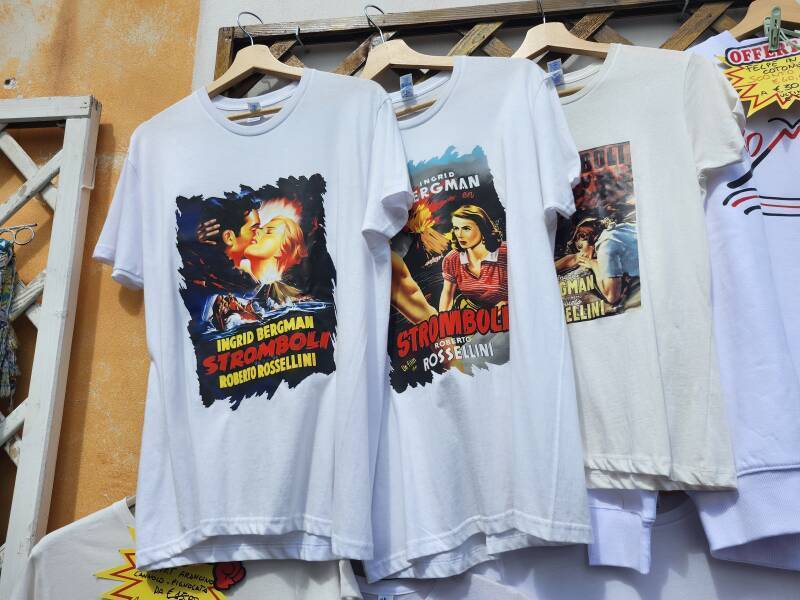 T-shirts with posters of the 1950 movies 'Stromboli'.