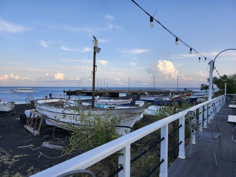 At a cafe by the pier.
