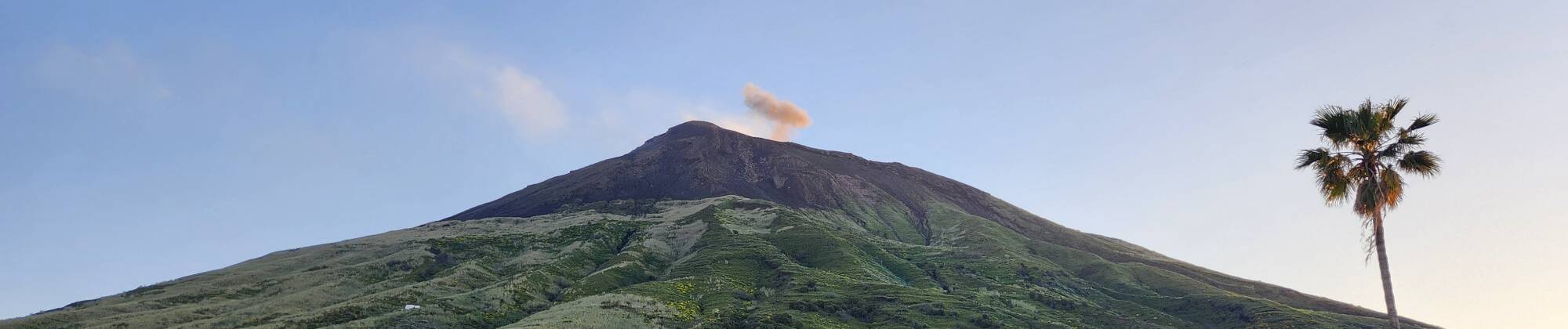 Ash and steam puffing out of Stromboli.