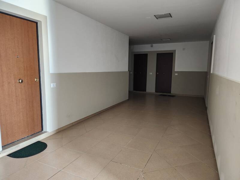 Apartment building hallway.
