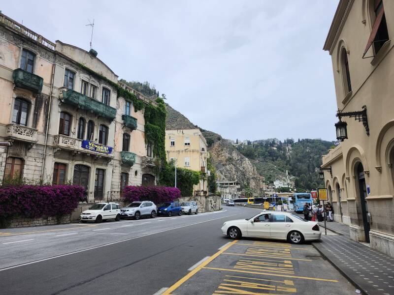 Road beside the Taormina-Giardini train station.