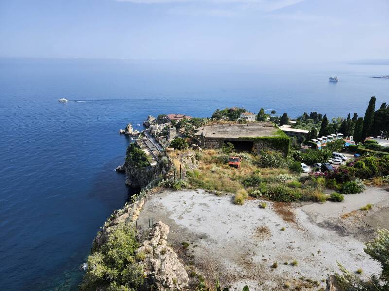 View out to sea from the Belvedere di Via Pirandello viewpoint in Taormina.