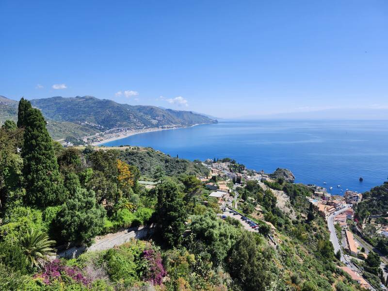 View north from the Belvedere di Via Pirandello viewpoint in Taormina.