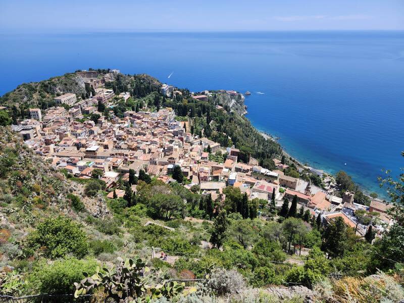 View down over town.