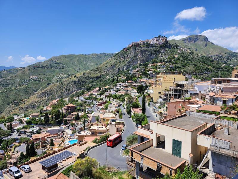 Town to northwest, Castello di Mola at its peak of about 500 meters.