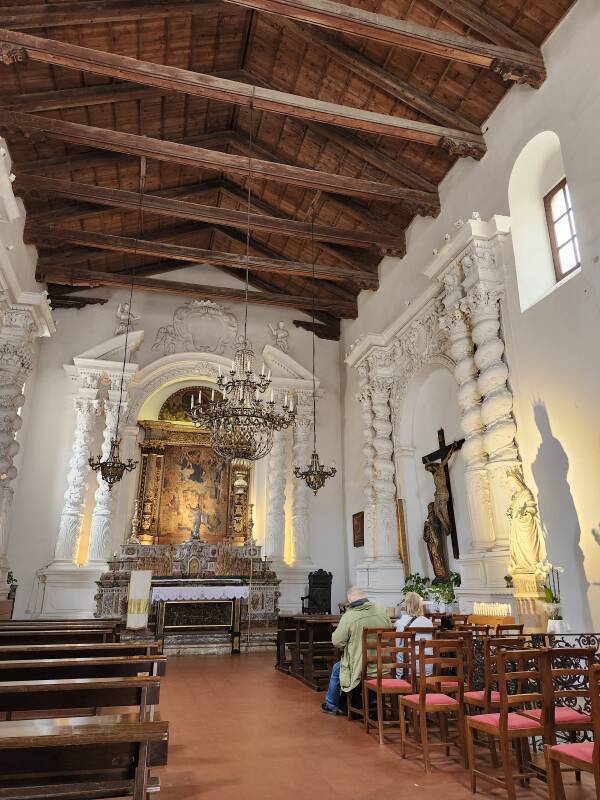 Interior of the Church of Saint Catherine of Alexandria at left.