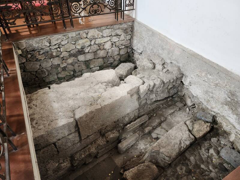 Hellenistic era ruins beneath the floor.