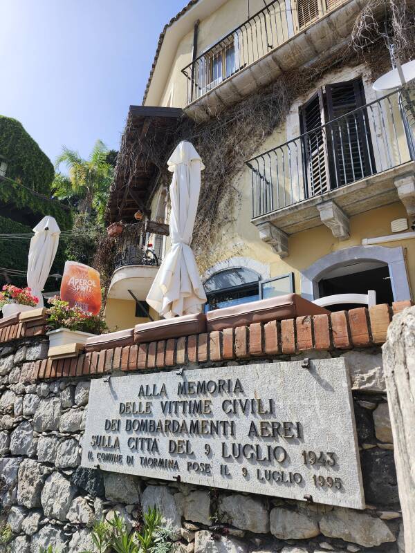 Memorial to the civilian casualties of the 9 July 1943 bombing raid.