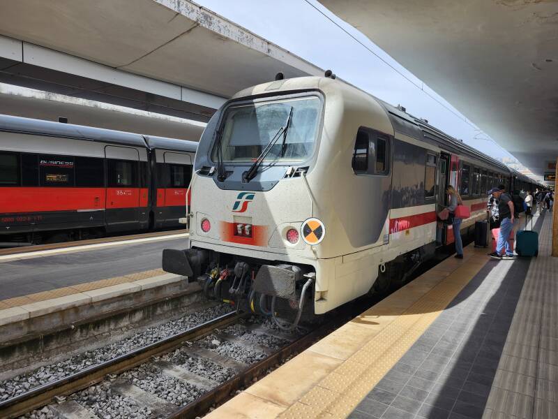 Intercity train ready to leave Napoli Centrale for Salerno.