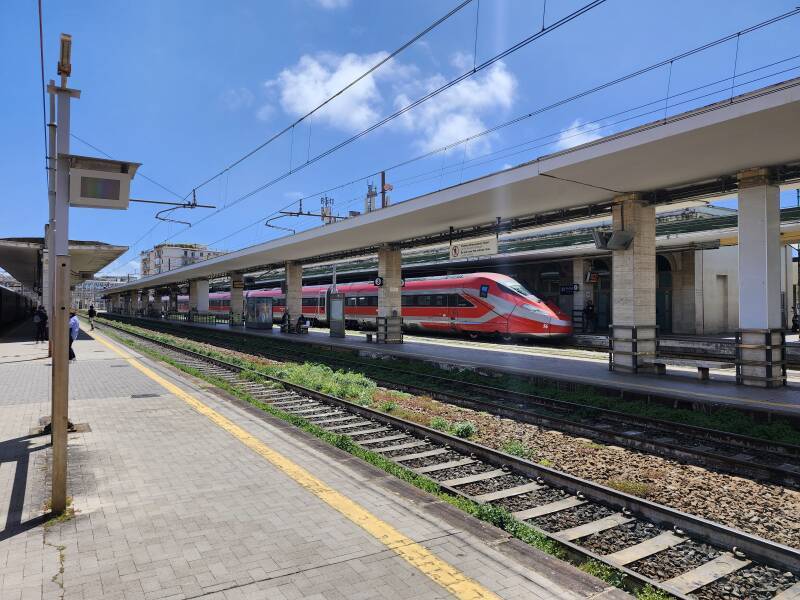 Frecciarossa train in Salerno station.