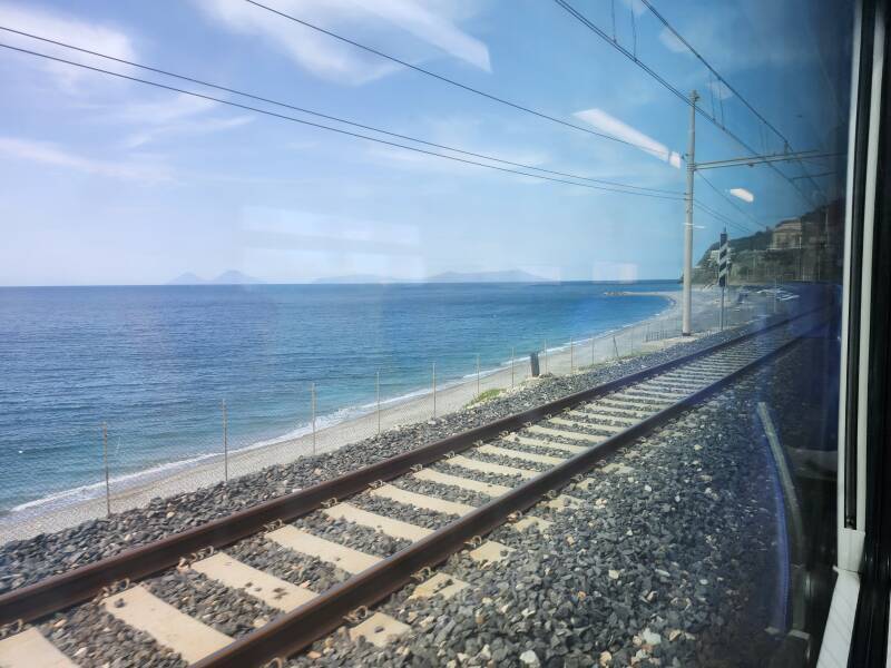 On board the Regionale along the north coast of Sicily.