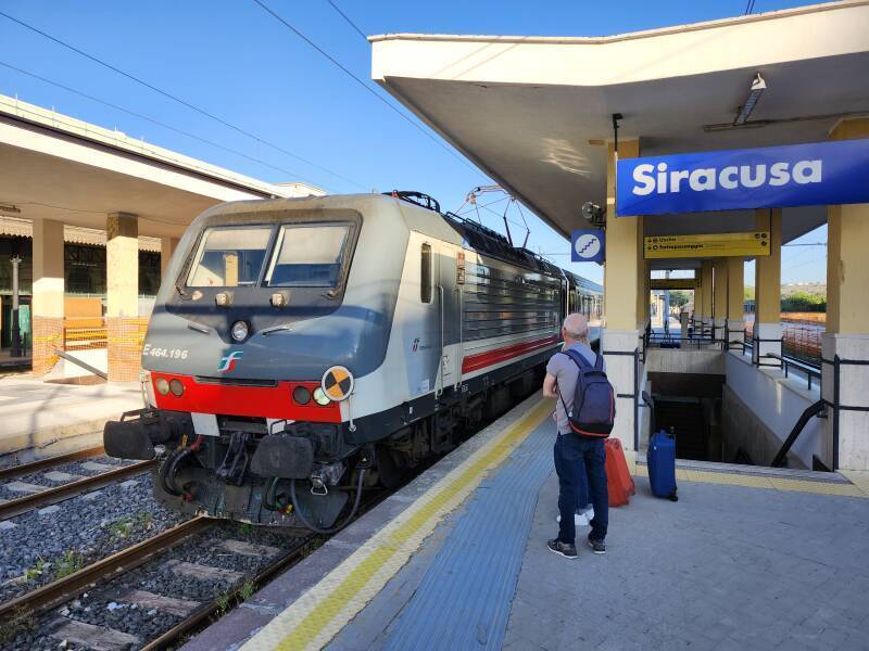 InterCity train in Siracusa Centrale station.