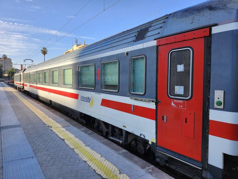 InterCity train in Siracusa Centrale station.